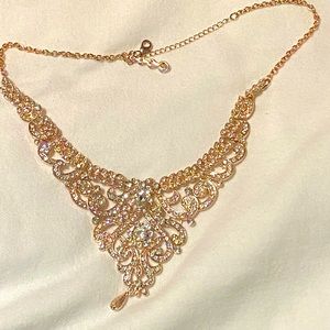 Sparkly necklace and earring rose gold set